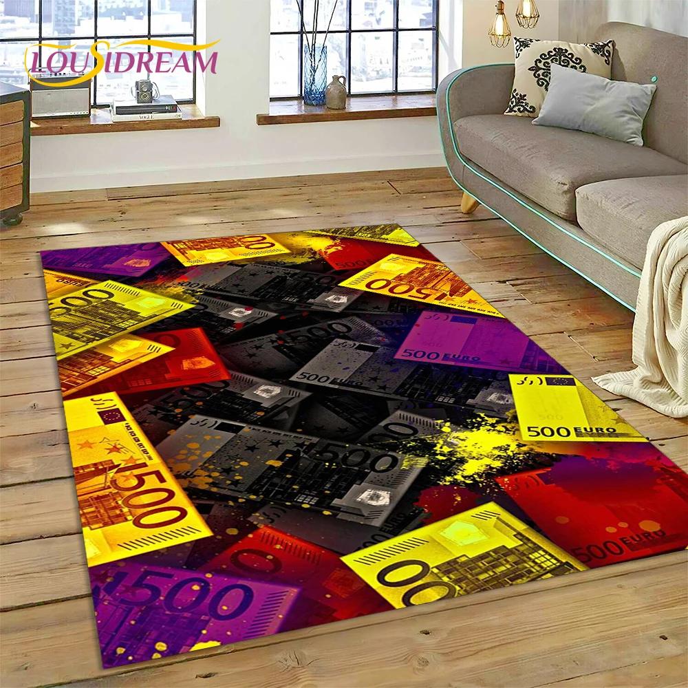 Rich Dollar Euro Pound Money 3D Cartoon Carpet Rug for Home Living Room Bedroom Sofa Doormat Decor,kids Play Non-slip Floor Mat