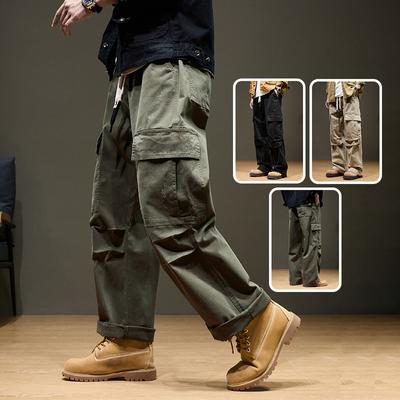 Pantalon de travail multi-poches pour homme, grande taille M-8XL, nouvelle collection automne/hiver, style américain, jambes larges, jambes droites, décontracté