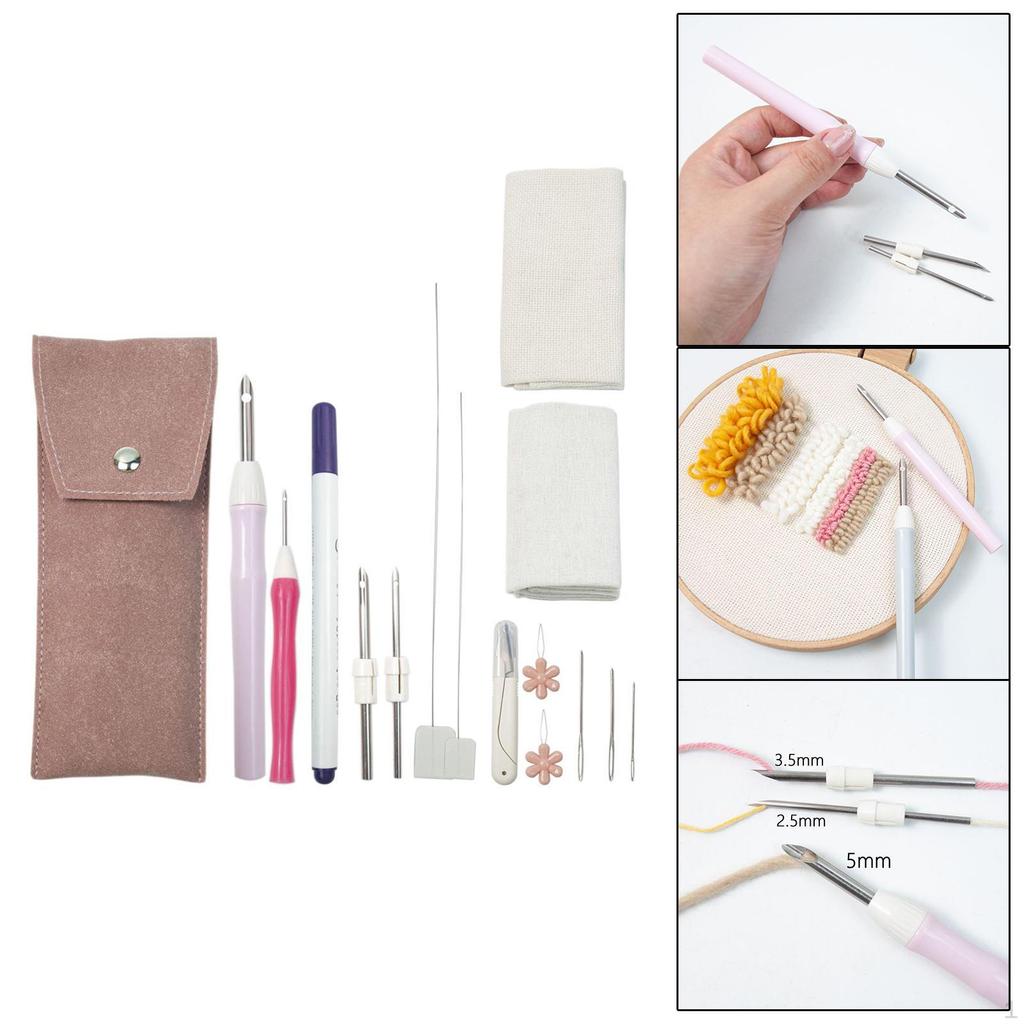 Embroidery Punch Set Handmade Crochet Tool Simple To Use Gift Multifunction Crafts 16 Pieces/Set for