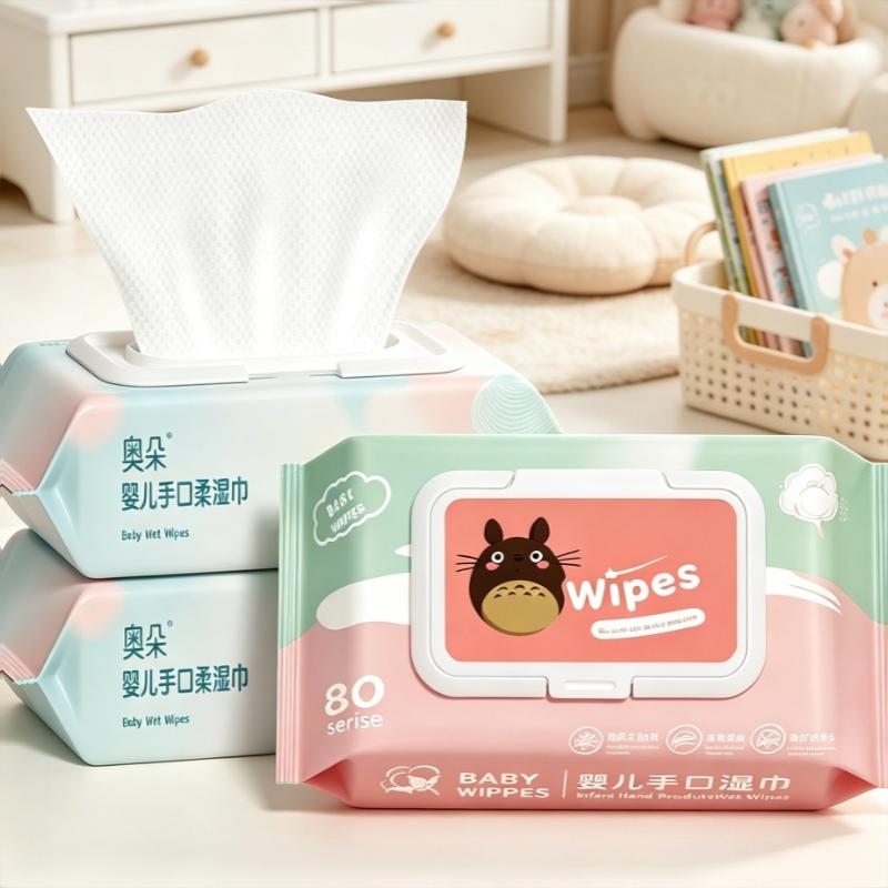 1Pcs 80Pieces Disposable Baby Wet Wipes With Soft Thick Fabric And Alcohol Free Perfect For Borns Cleaning Hands Mouth