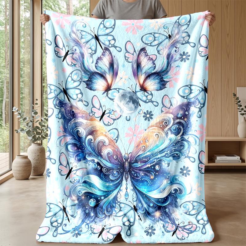 Fantastic Butterfly Woods Theme blanket Lightweight Warm Flannel Blanket Decorative Throw Blanket for Home Decoration