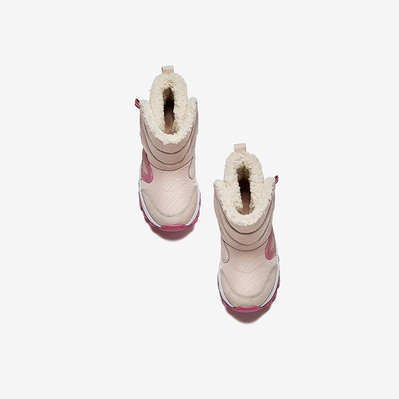 Anta Kids Trendy Fashion Thickened Warm Wear-Resistant Non-Slip High-Top Casual Shoes Kids Casual Shoes Lotus-Gray Raspberry-Pink A22449942-2