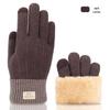 Women's Winter Knitted Gloves, Double-Layer Velvet, Thickened, Cold-Proof, Warm, Touchscreen, Perfect for Outdoor Cycling.