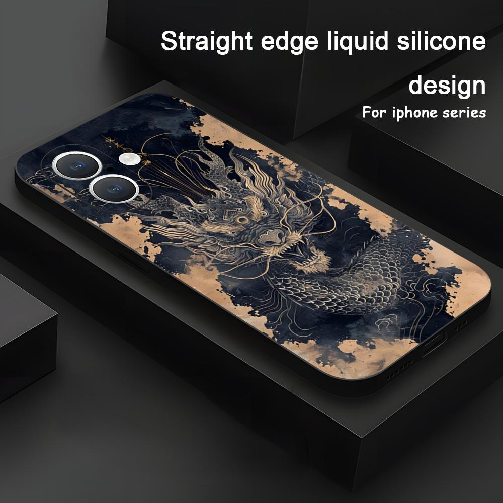 Japanese Dragon Popular Art Phone Case For iPhone 17 16 15 14 13 12 11 X XR XS 8 Plus Mini Pro Max Soft black Shockproof Cover