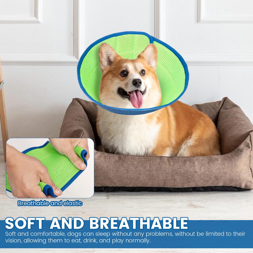 2Pcs Dog Cone Collar Polyester Breathable Neck Recovery Collar Adjustable Tightness Dog Protection Cone Comfortable for Pet
