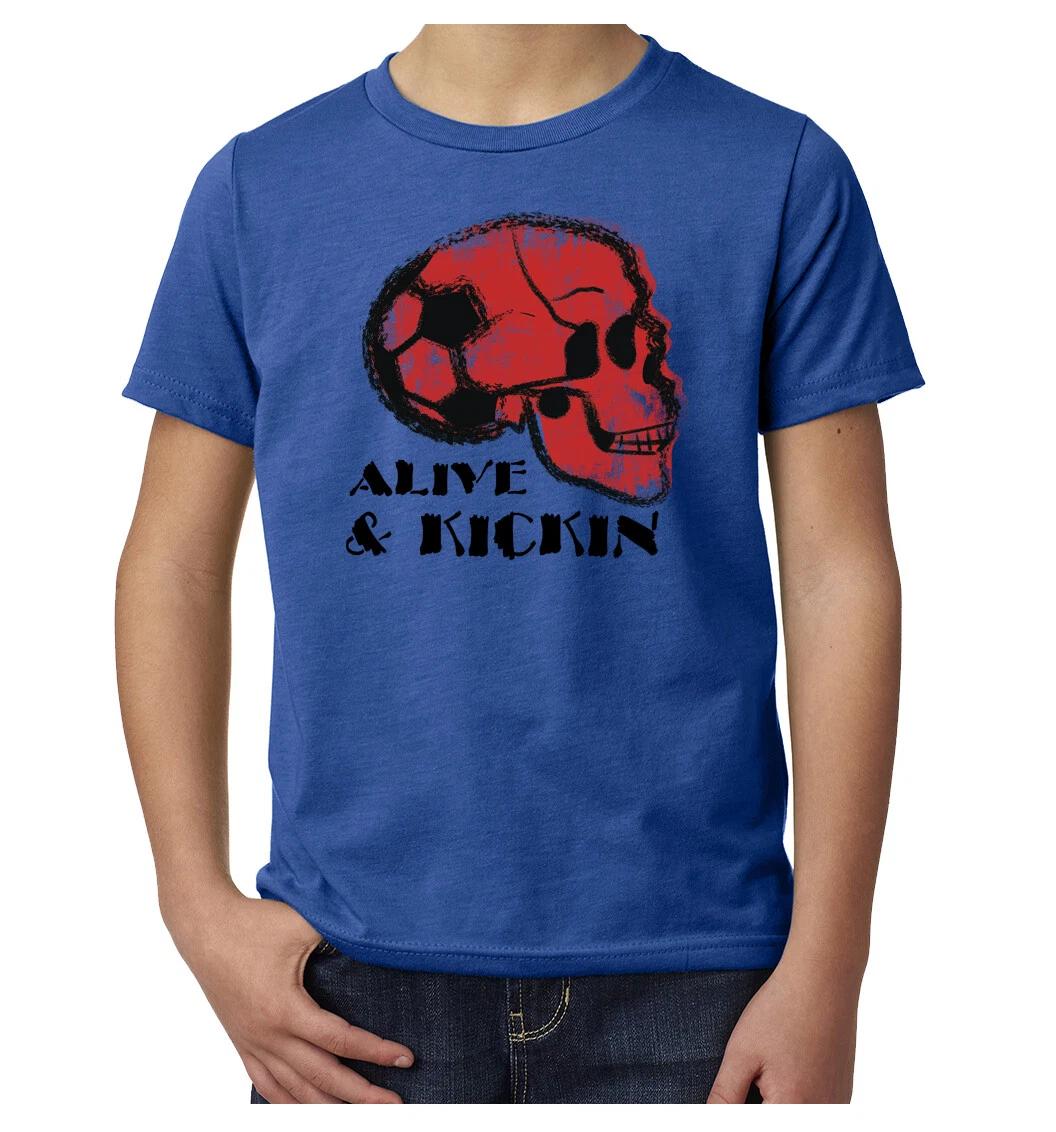 Soccer Skull Alive & Kickin Graphic Soccer Tee, Youth Soccer Shirts S