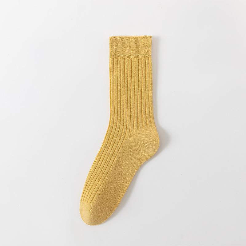 Female Spring and Autumn Pure Color All Build Loose Mouth In The Tube Pile Pile Cotton Socks