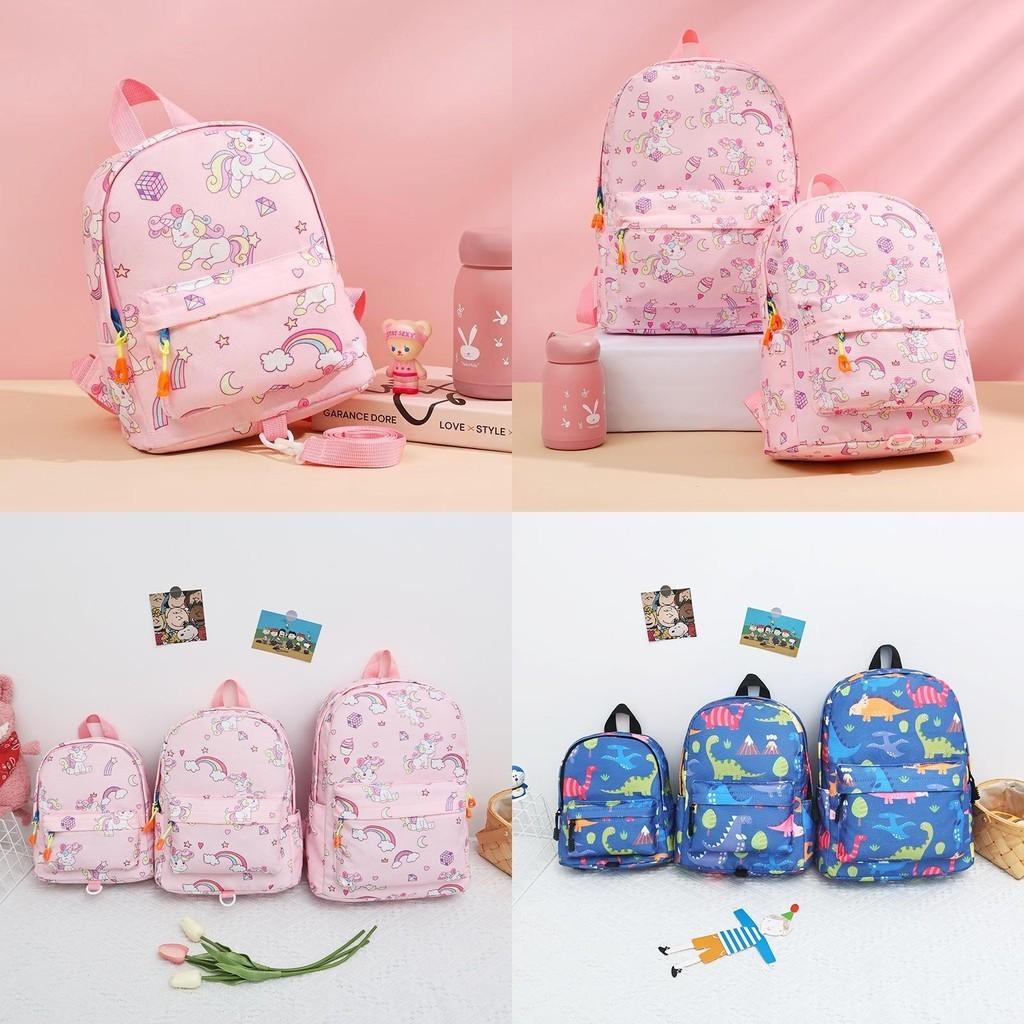 Cross-border Canvas Backpack With Cartoon Print Unicorn Design For Kindergarten Students