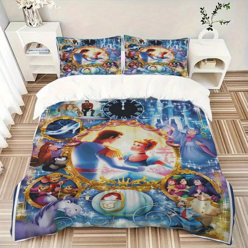 3pcs Cinderella's Enchanted Evening Printed Quilt Set Soft and Comfortable Quilt Cover for Bedroom, Guest Room Bedding Set B014