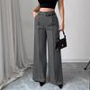 European and American 2025 Autumn/Winter Women's Casual High-Waisted Loose Straight-Leg Suit Pants
