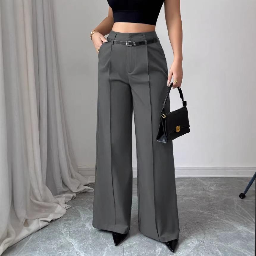 European and American 2025 Autumn/Winter Women's Casual High-Waisted Loose Straight-Leg Suit Pants