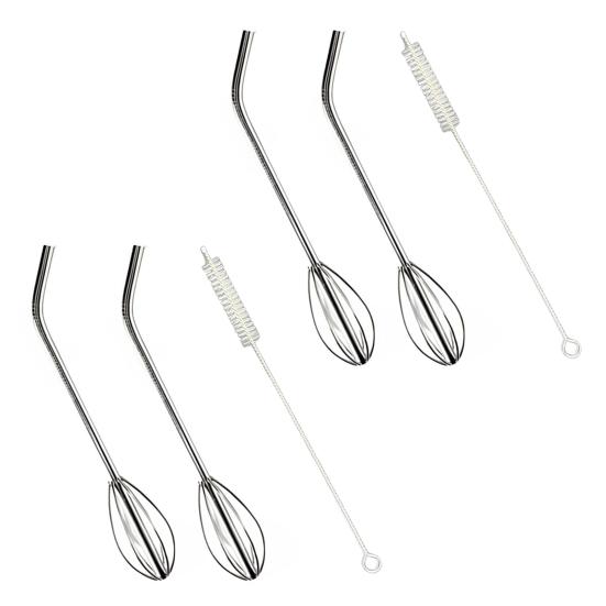 2-in-1 Stainless Steel Straw And Blender Flexible Reusable Whisk Straw for DIY Creative Shapes Kitchen Essential for Coffee Shops Restaurants