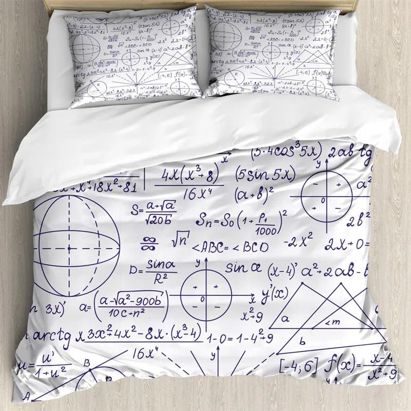 Math Function Duvet Cover Math Equation Bedding Set Double Microfiber Science Geometry Comforter Cover Educational Quilt Cover
