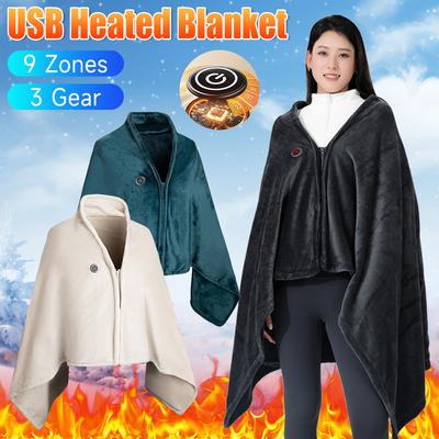 Wearable Electric Blanket 9 Zone 3 Heating Levels USB Heating Winter Warm Blanket Home Office Outdoor Heating Mattress Washable