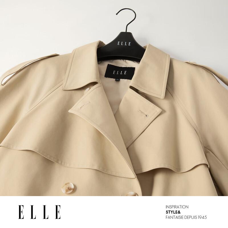 ELLE Women's Short Lapel Trench Coat