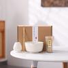 4Pcs Japanese Matcha Set Bamboo Whisk Teaspoon Ceramic Bowl Tranditional Tea Set Home Tea-Making Tools Accessories Birthday Gift