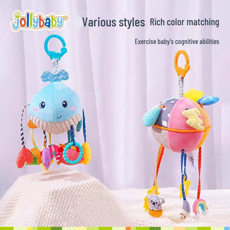 JollyBaby Kinderwagenanhänger: Plüsch Baby Auto Spielzeug & Rassel mit Windspiel