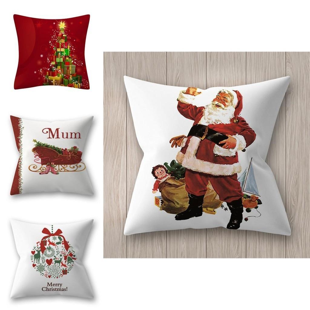 Luxuriöser weicher Polyester Pfirsichhaut Weihnachts-Kissenbezug mit Weihnachtsmann-Design