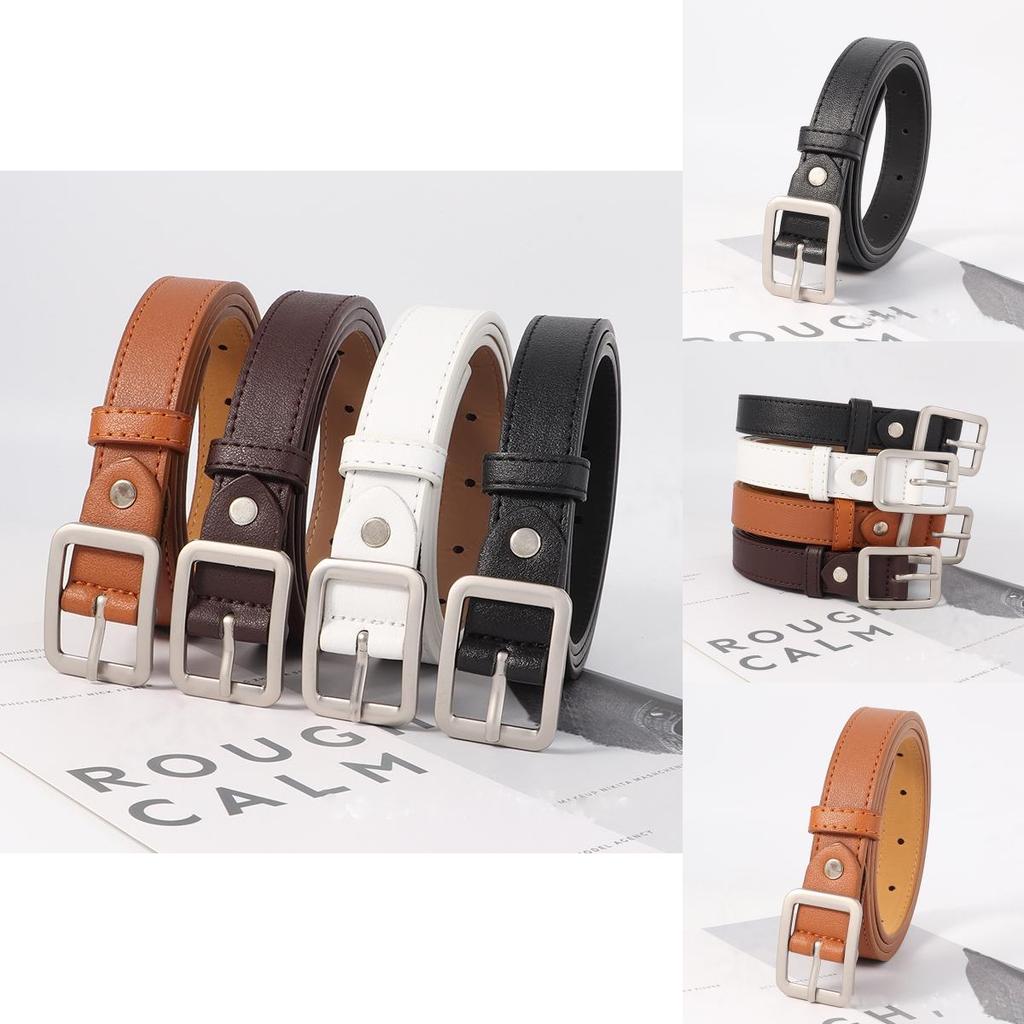 Stylish Korean 2021 New Women's Fashionable Black Belt With Chic Silver Alloy Buckle