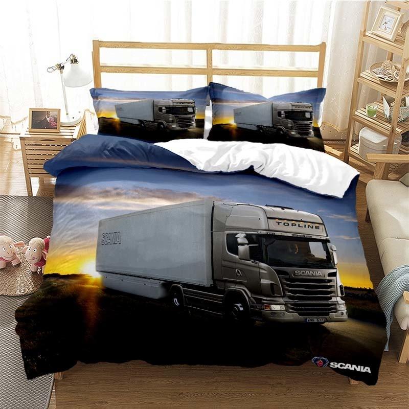 Scania Truck Duvet Cover Set 3D Print Soft Comforter Cover Microfiber Bedding Set Trendy Truck Quilt Cover For Room Decor 2/3Pcs