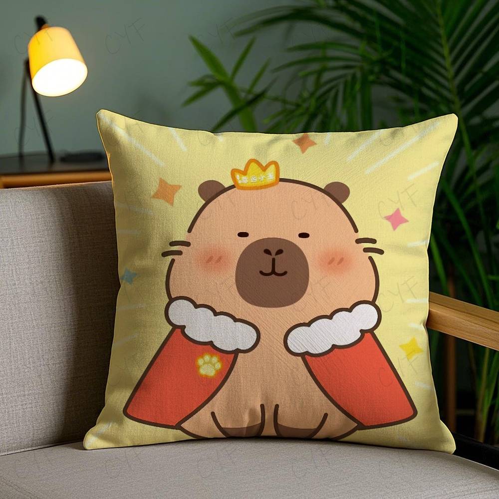 Niedlicher Cartoon Capybara Kissenbezug Sicheres Kissen mit individuellem Foto, Farbechter Kissenbezug aus gebürstetem Fleece, Sicher für Mütter und Babys.