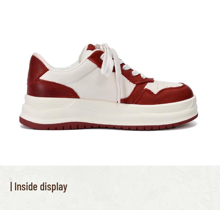 Autumn 2025 Women's Genuine Leather White Sneakers - Round Toe, Low Top, Soft Sole, Non-Slip, Casual