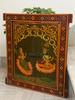Antique Hand-Painted Krishna Wooden Window Frame: Indian Religious Decor
