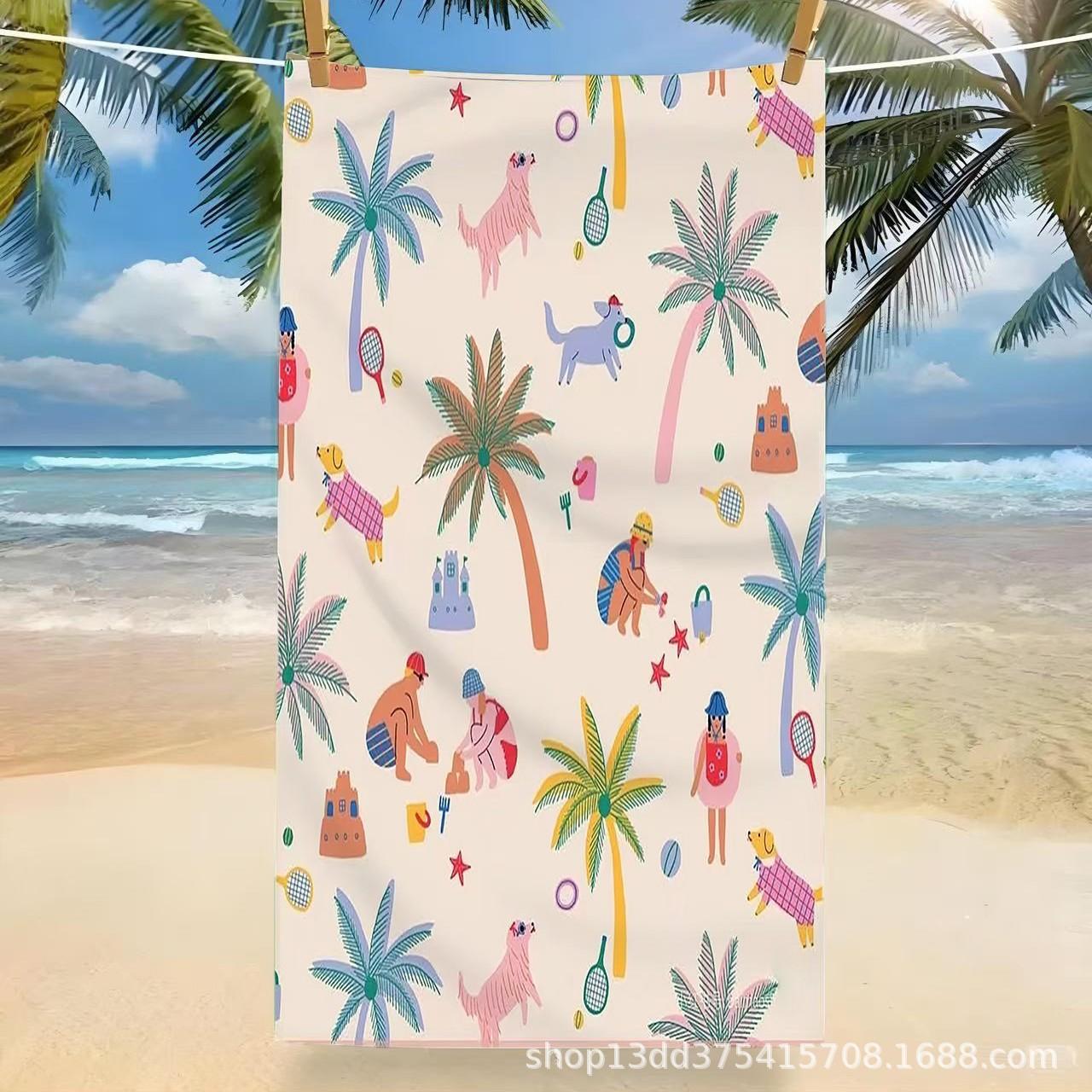 Sea star flower beach towel Bohemian style printed ultra-fine fiber towel blanket, absorbent quick drying beach pool towel 50x100cm