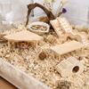 Holz-Kleintier-Spielset Dreiecksplattform Rampe Leiter Versteckhaus Set für Hamster Rennmäuse Mäuse Kleintiere