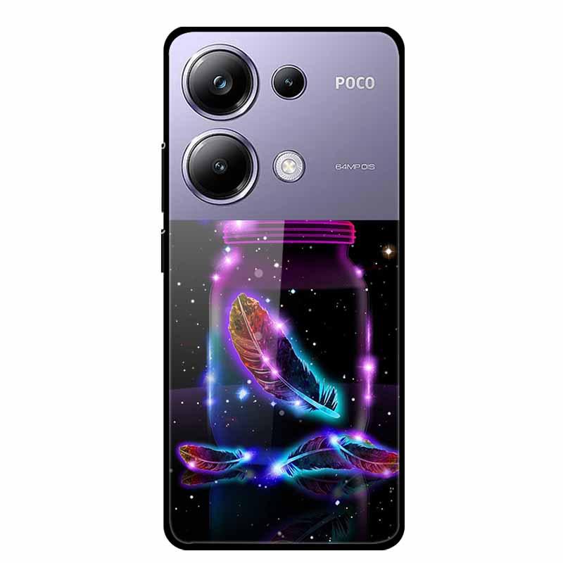 Colorful Aesthetic Tempered Glass Phone Case for Redmi 12 5G & POCO M6 PRO