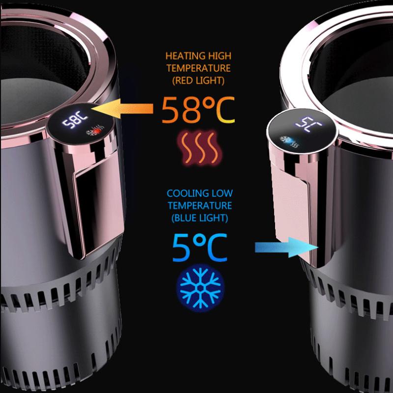 Stainless Steel Portable Car Cooling Cup For Cola Drinks Usb Heating Car Coffee Mug Thermos Cup Electric Beverage Cooler Temperature Display 24V