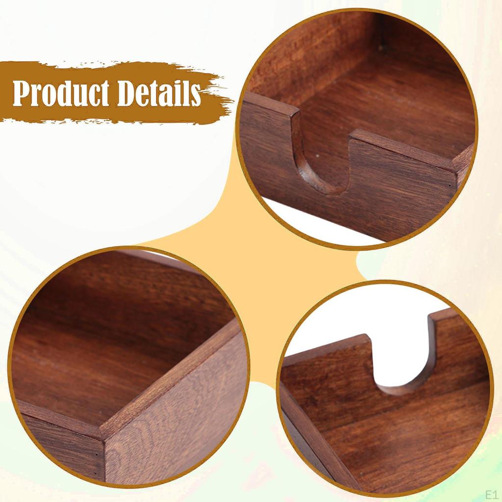 Wood Sticky Note Holder,Memo Organizer,Wooden,Rustic,Stationery Supplies Facial Tissue Box Compact