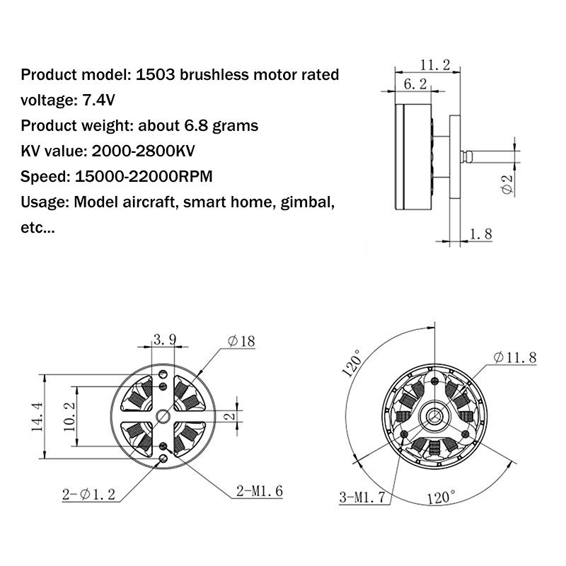 1503 Airplane Brushless Motor Electric Motor For 4 Axes Remote Control Airplanes Electric Motor