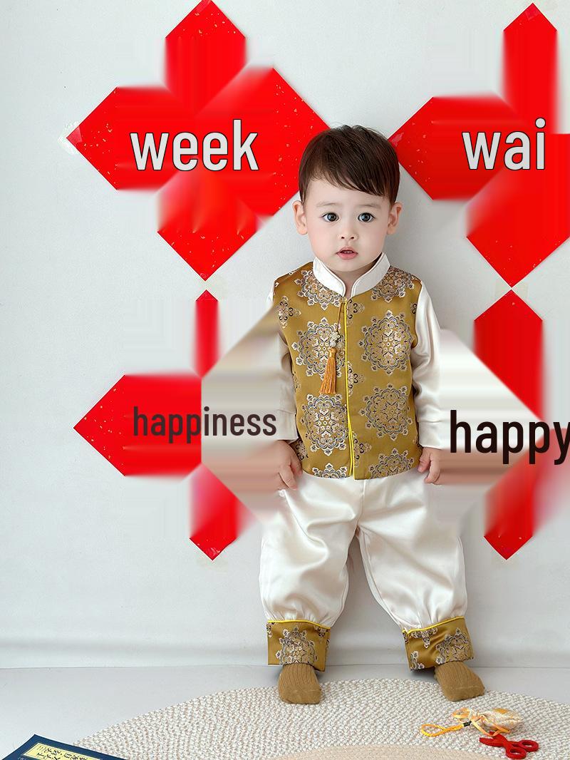 

2025 Festive Baby Boy Hanfu: Chinese Tang Suit for First Birthday 80cm