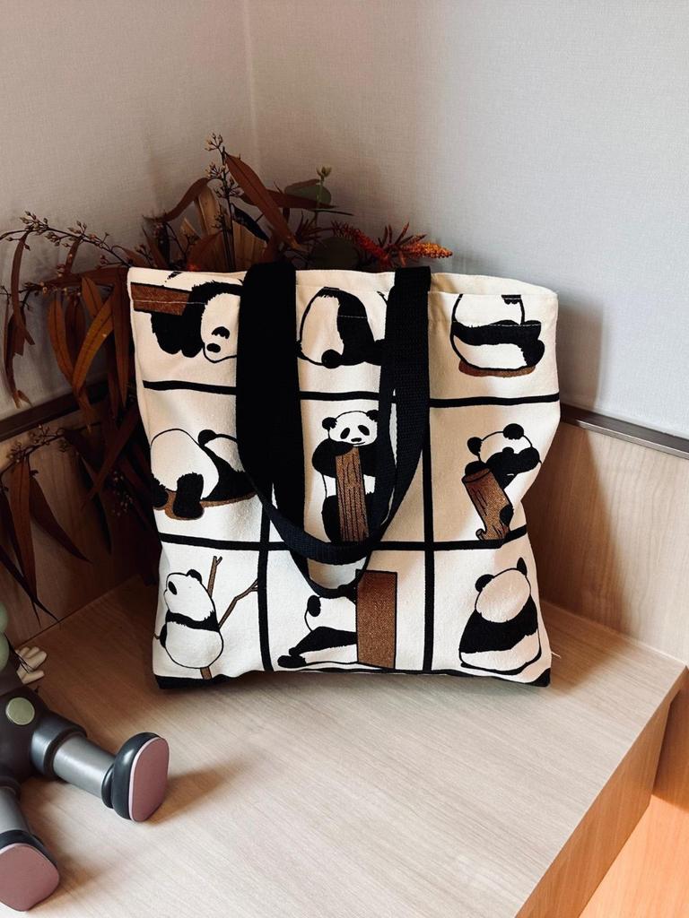 Panda Women’s Large Capacity Canvas Tote Bag for Students and Professionals
