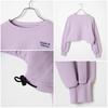WEGO Side Drawstring Short Mini Length Compact Sweatshirt Top with Long Korean Light Purple Women's Sleeves, Style, Girly, Casual, Spring, Autumn,