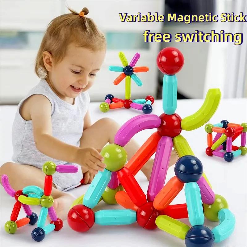 Magnetic Building Blocks Set Kids Toys Magnetic Rods and Bars Magnetic Blocks Montessori Kids Educational Toys Boys and Girls