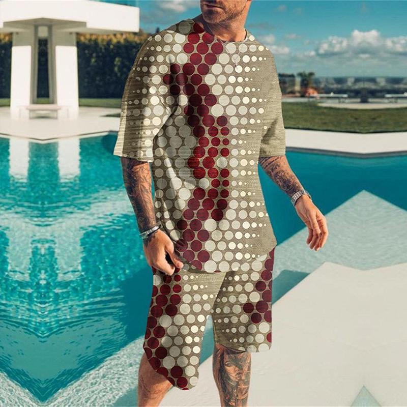 Buy 2022 Summer Men's Set Fashion Sportswear Printed Short Sleeve ...