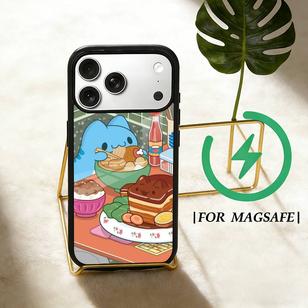 Cute B-Bugcat Capoo  Phone Case For iPhone 17 16 15 14 13 12  Pro Max Plus for Magsafe Mirror Wireless Magnetic Cover