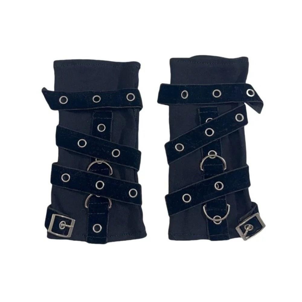 Buckle Street Dance Sleeves Metal Rivet Punk Style Sleeves New Fingerless Gloves  Motorcycle Riding