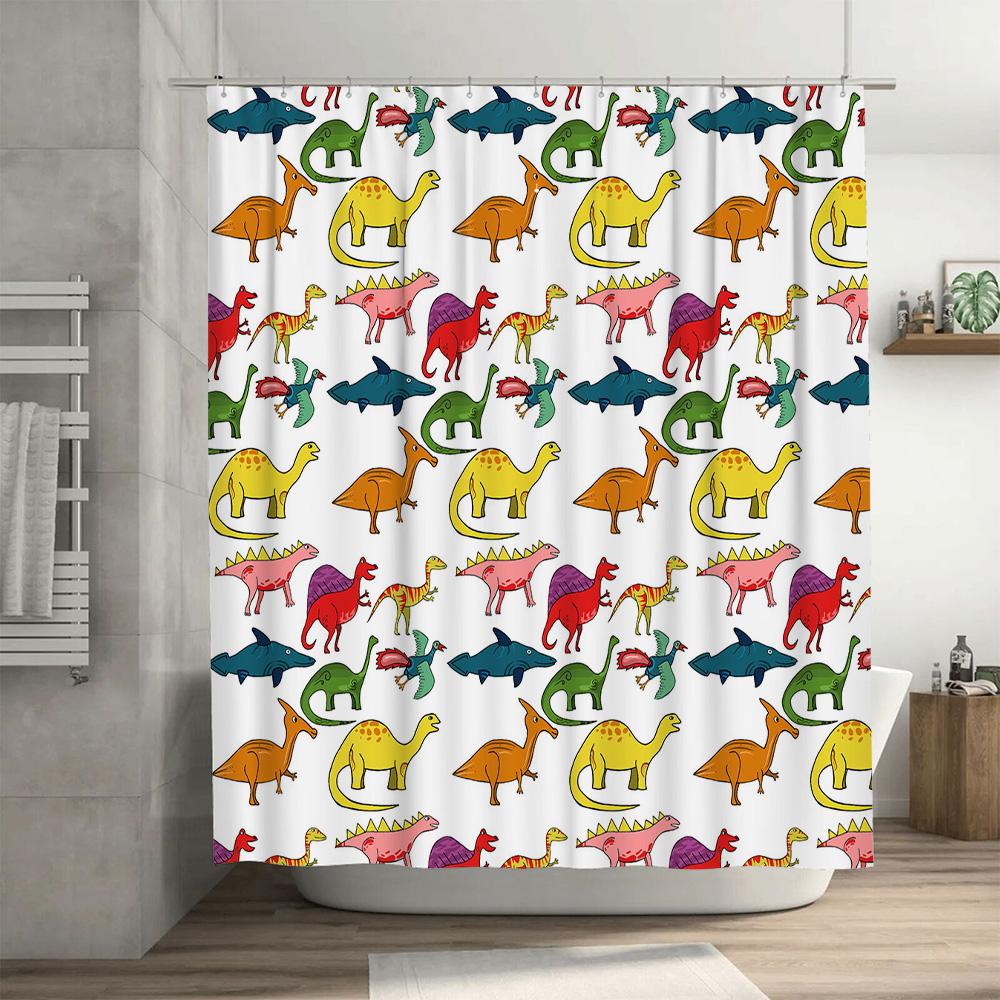 Adorable Animal Shower Curtain: Jungle-themed Bathroom Decor with Monkeys, Elephants More Printed Fabric Shower Panels for Kids