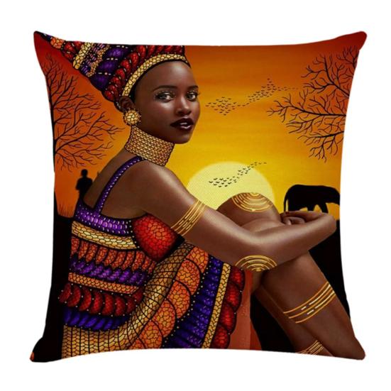 

Наволочка Стильный африканский женский дизайн Легко чистится Гладкая потайная молния Моющийся напольный диван Автомобиль оранжевый