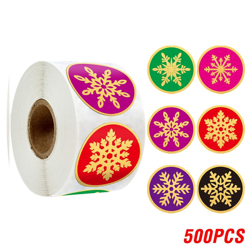 100-500Pcs Snowflake Merry Christmas Stickers Candy Bag Envelopes Sealing Label Sticker Christmas Gifts Box Decorations