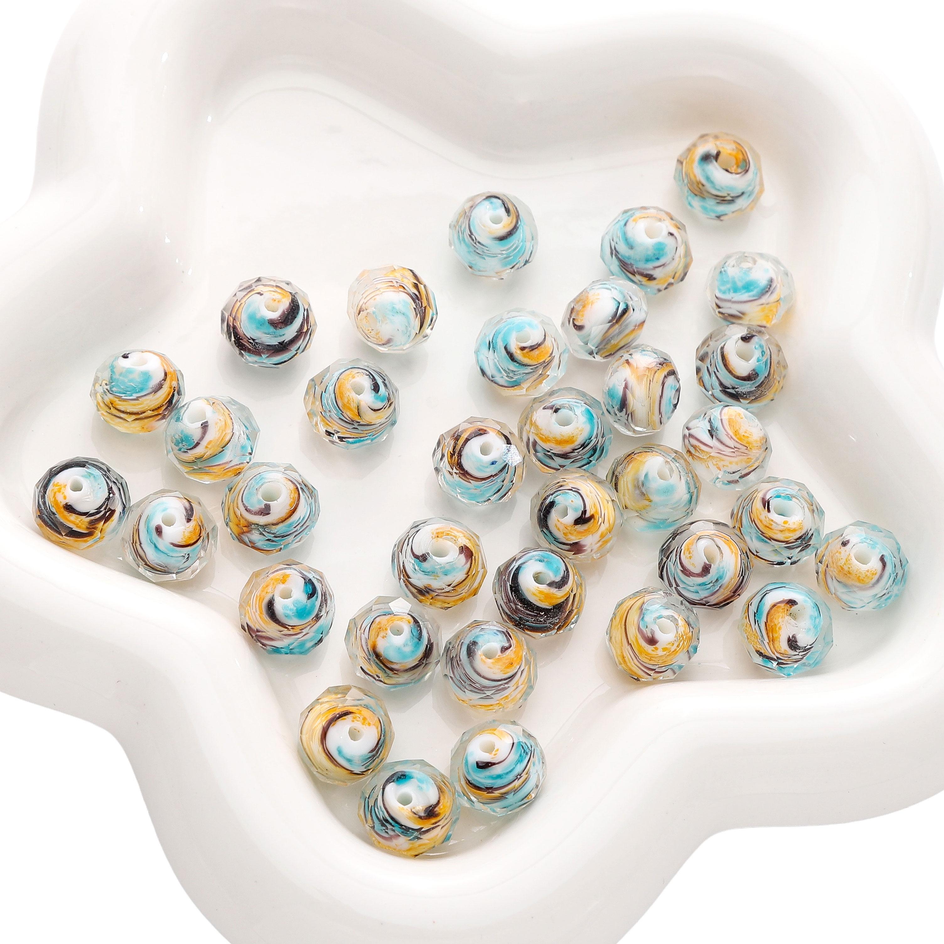 

12x10мм Граненые Стеклянные Бусины Плоские Круглые Разделительные Рассыпные Бусины для DIY Браслетов Ожерелий Изготовления Ювелирных Изделий 07