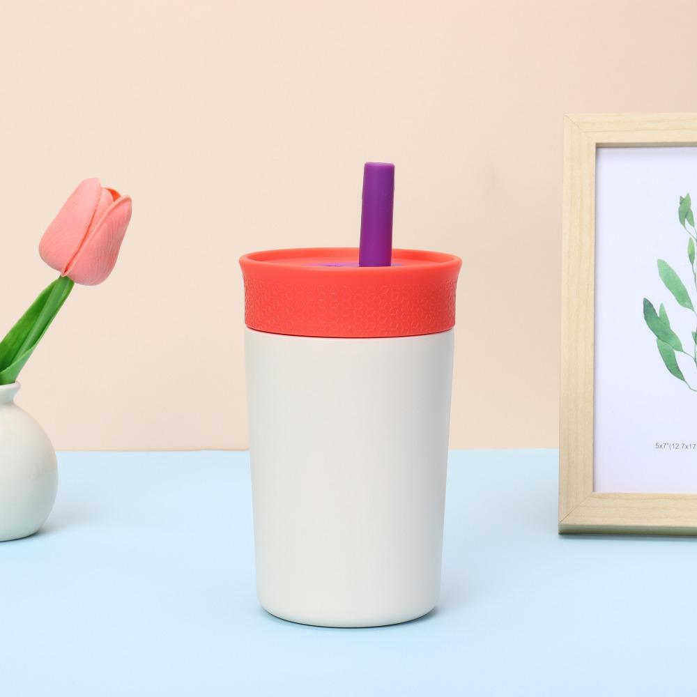 12oz Thermal Coffee Cup with Straw Thermos Bottle Children's Cup Thermal Mug  Car