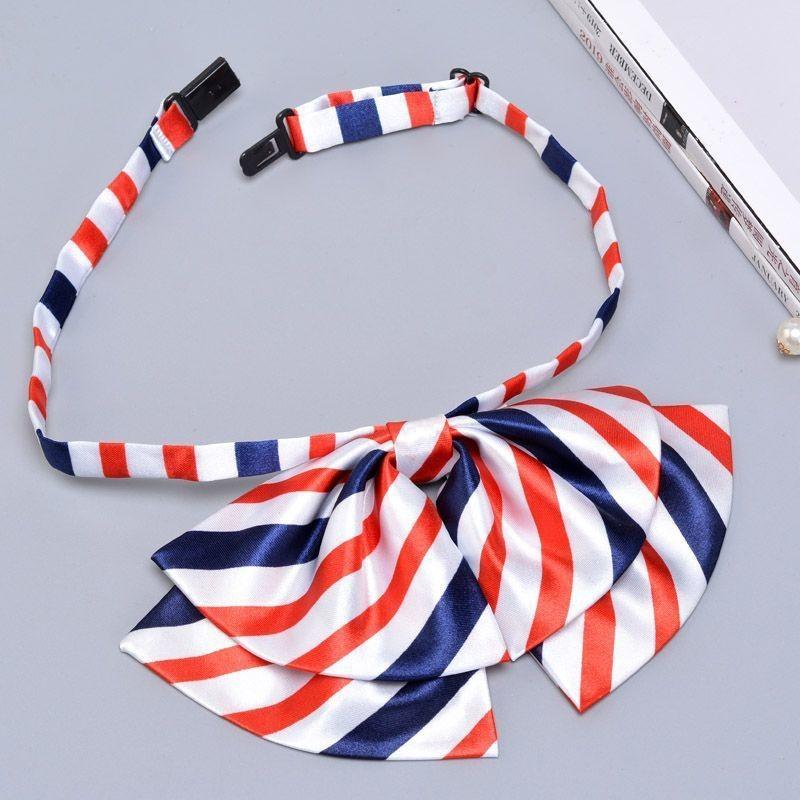 Business Attire Double Layer Bow Tie For Women With Polyester Material And Button Fastening