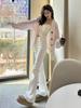 Plus Size Women's Elastic White Micro Flare High Waist Jeans - Slimming Autumn 2025 Collection