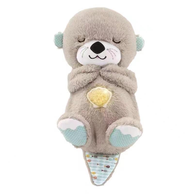 Neues atmendes Otter-Stofftier mit Musik & Licht, Weiches Kuscheltier, Beruhigender Begleiter für Kinder, Niedliches Geschenk für Mädchen