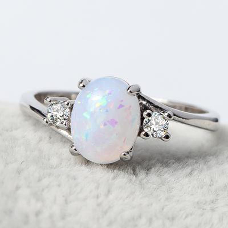 Elegant Alloy Geometric Ring For Women 2024 Spring Fashion In White Purple Green Blue Pink
