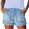 2026 New Elastic Waist Drawstring Casual High-Waisted Slimming Women's Denim Shorts